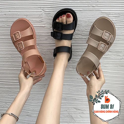 Giày sandal nữ nhựa dẻo quai ngang nhự dẻo cao cấp ngọt ngào, Dép Sandal nữ đi học 3 khóa q