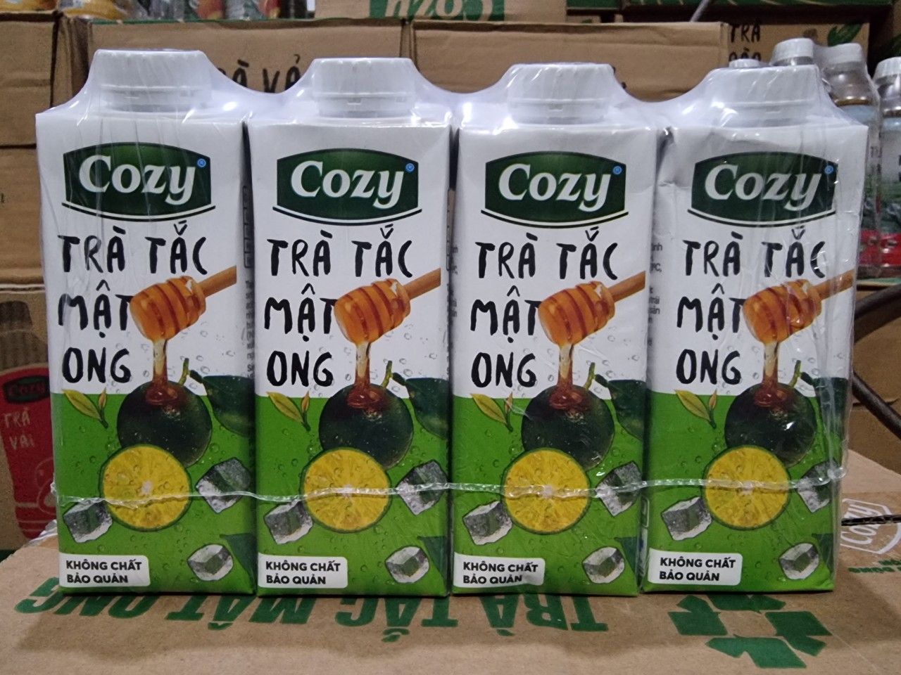 Trà cozy thùng 24 hộp 225ml tắc mật ong.