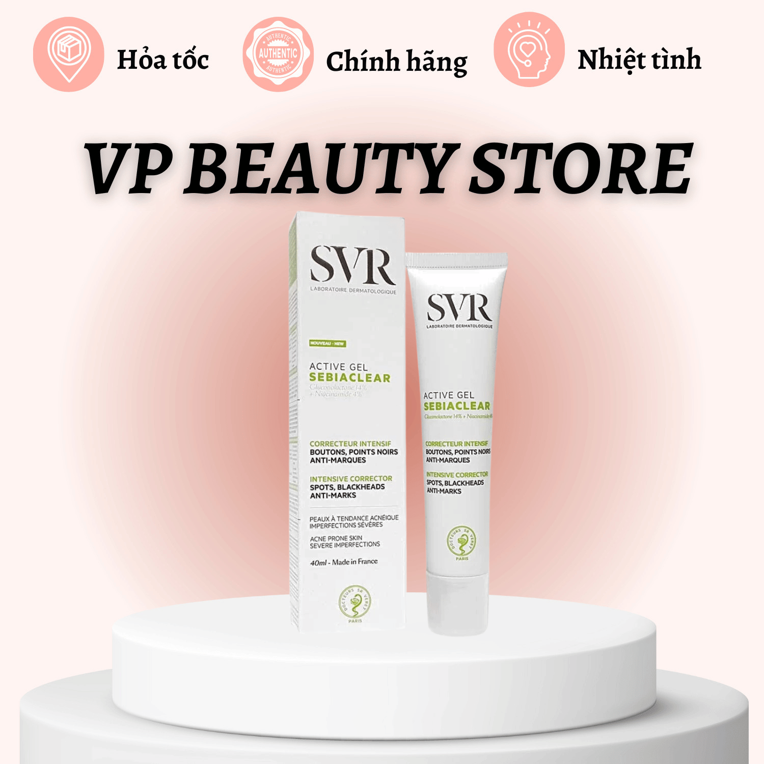 Kem dưỡng ẩm giảm mụn svr active gel sebiaclear 40ml