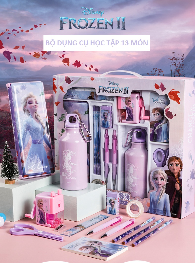 Bộ dụng cụ học tập cho bé Elsa Mickey Caption American Disney,Hộp Bút Kitty Doreamon