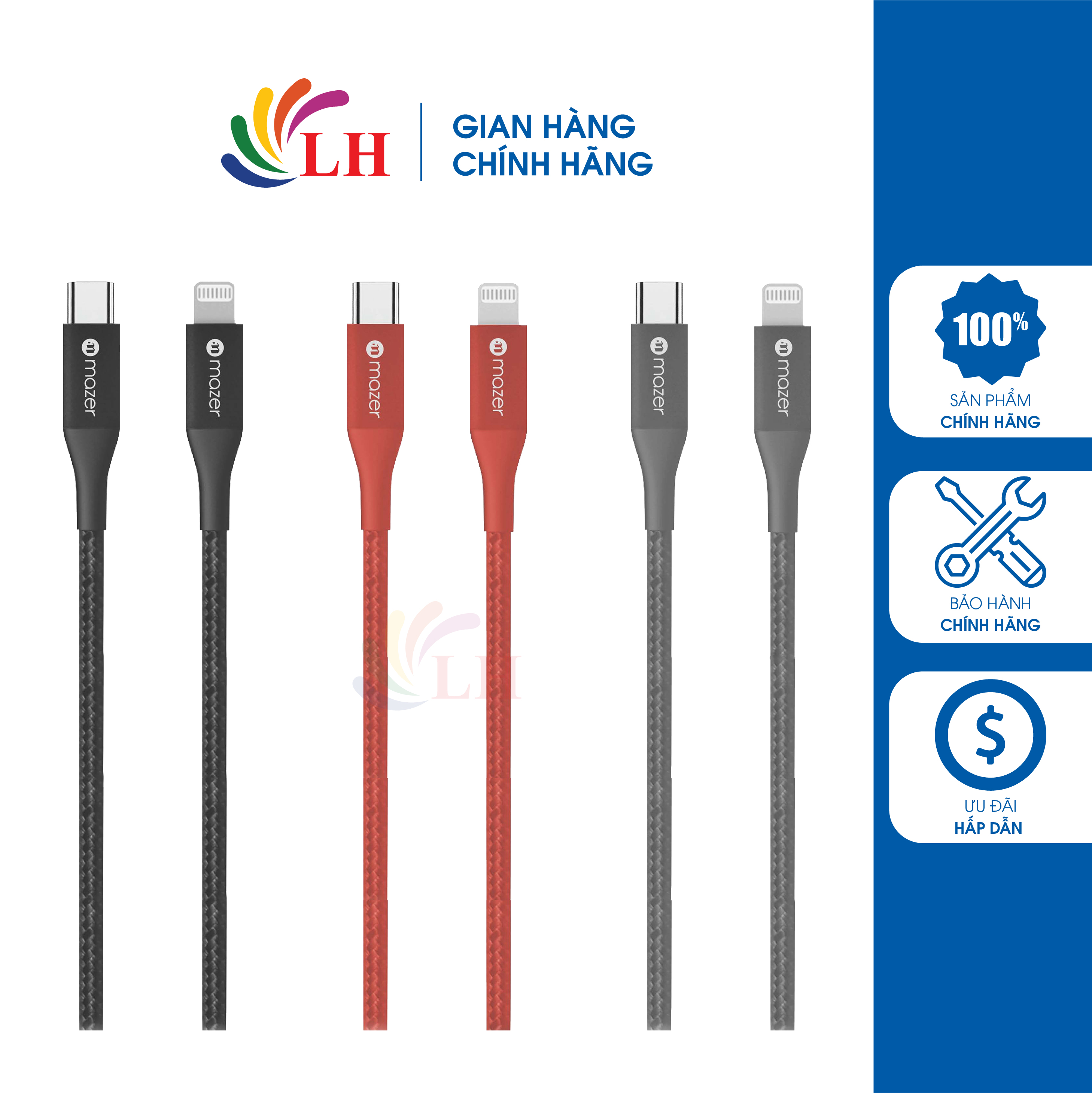 Cáp usb type-c to lightning mazer mfi 1.2m m-ks-a88c - hàng chính hãng - cổng type-c to lightning tiện lợi độ dài 1.2m dòng điện ổn định