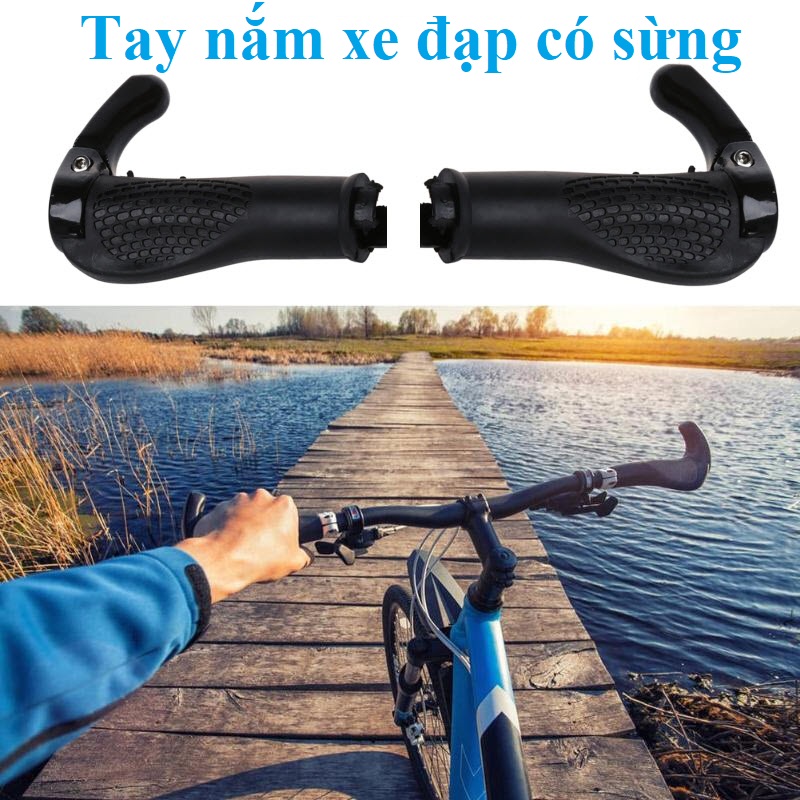 Tay nắm xe đạp có sừng 2023 màu đen - SXĐ