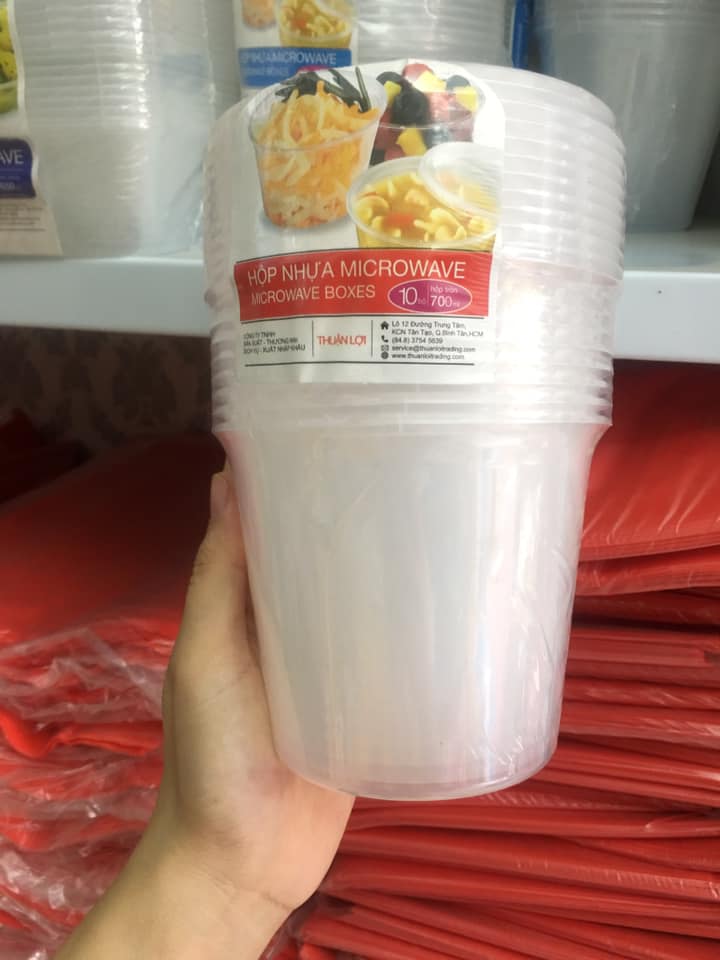 Set 10 Hộp nhựa Microwave tròn 700ml