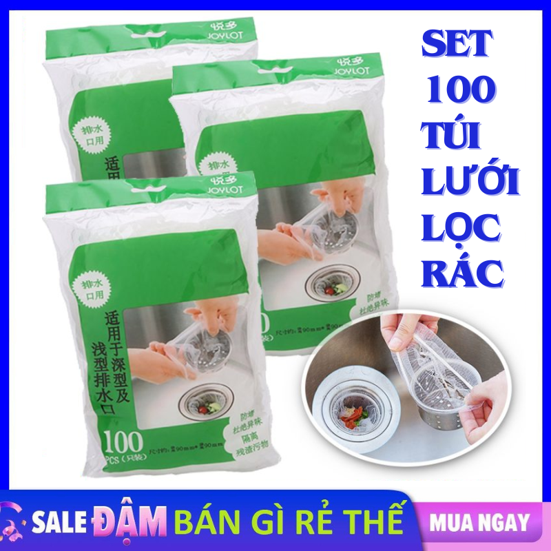 Combo 100 Túi Lọc Rác Bồn Rửa Chén Bát - Túi Lưới Lọc Rác Chậu Rửa Bát, Bọc Đựng Rác Bồn Rửa Bát - Túi Đựng Rác Bồn Rác Siêu Dai , Chống Tác Nghẽn Đường Ống