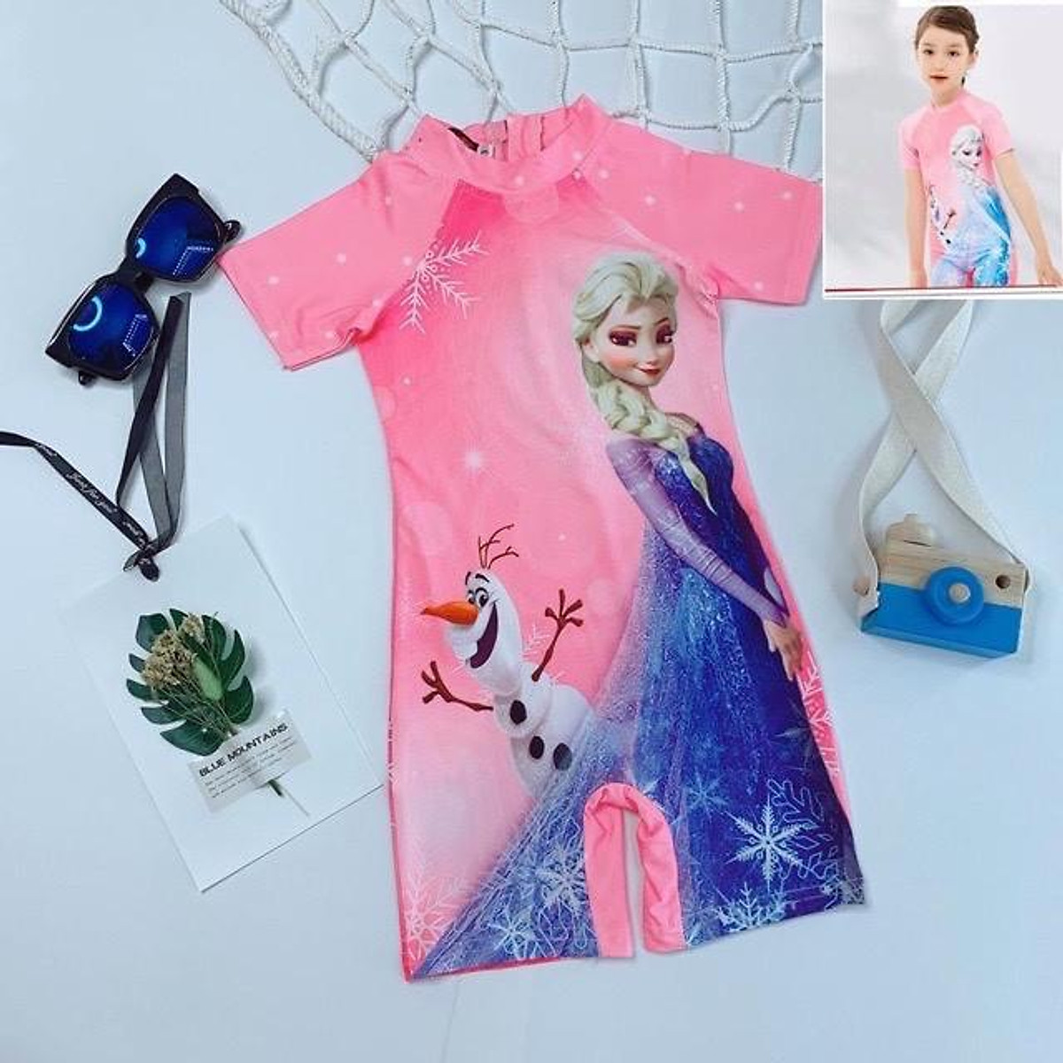Bộ bơi siêu dễ thương công chúa elsa, đồ bơi liền thân cho bé gái - Shop Mẹ Gấu