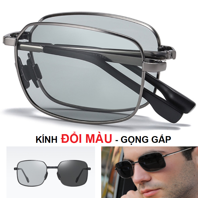 Kính mát đổi màu gọng gấp tiện lợi