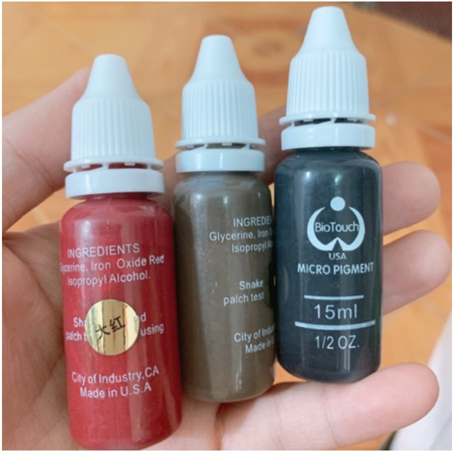 Mực tập Biotouch phun xăm sẵn các màu đỏ ,nâu ,đen