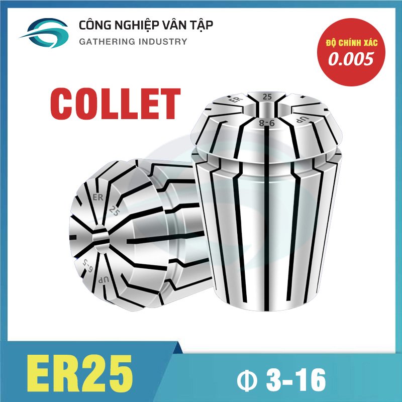 Đầu kẹp Collet ER25 độ chính xác 0.005 hàng chính hãng, chất lượng cao