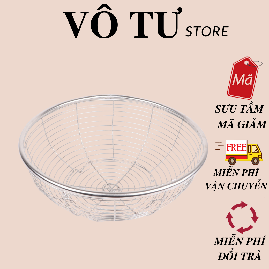 Rổ nan inox có chân đỡ giúp rau củ, quả luôn ráo nước, đảm bảo vệ sinh