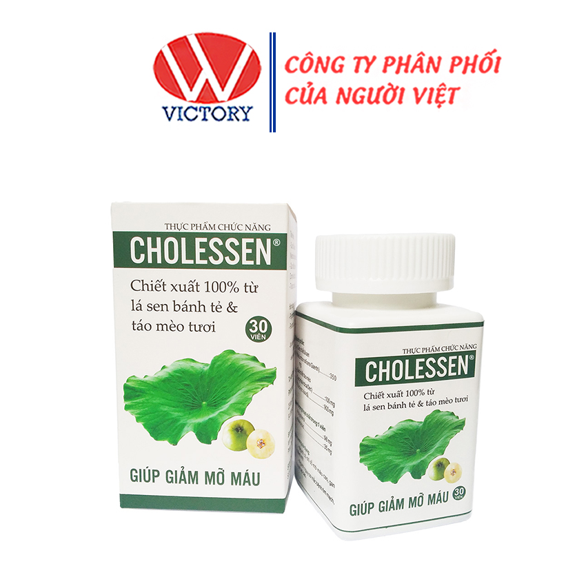 Viên uống cholessen - giúp giảm mỡ máu gan nhiễm mỡ - hộp 30 viên - victory pharmacy