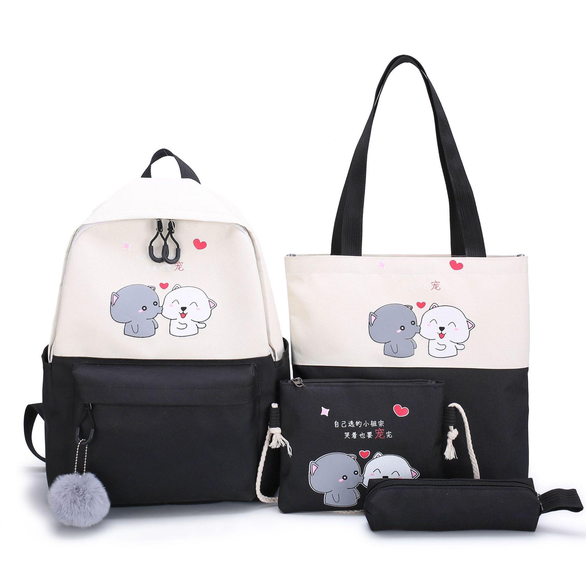 [TN-Shop] Combo 4 món balo túi ví in hình 2 chú chó siêu dễ thương