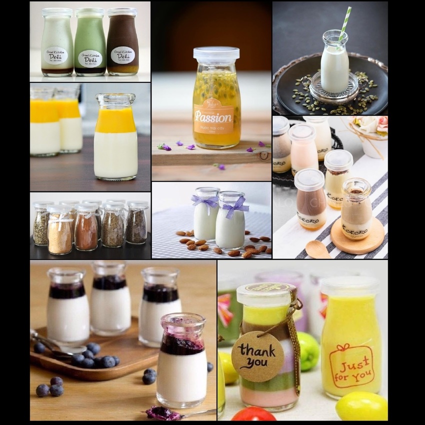 Lọ Đựng Sữa Chua Thủy Tinh 100ML (combo 20 cái) trụ tròn cao nắp nhựa – Hũ Yaourt - Hũ Thủy Tinh 100ML - Lọ Thủy Tinh 100ML