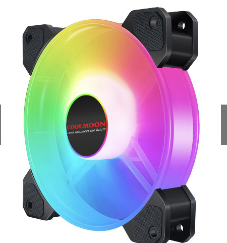 Quạt tản nhiệt, fan case coolmoon y1 led rgb, fan case led đổi màu, fan 12cm led