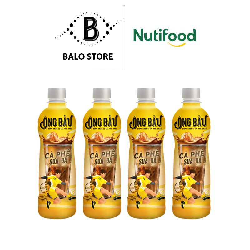Combo 4 Chai cà phê sữa đá uống liền Ông Bầu CB4.OB180LA Chai 180ml – Thương hiệu NUTIFOOD – BALO STORE