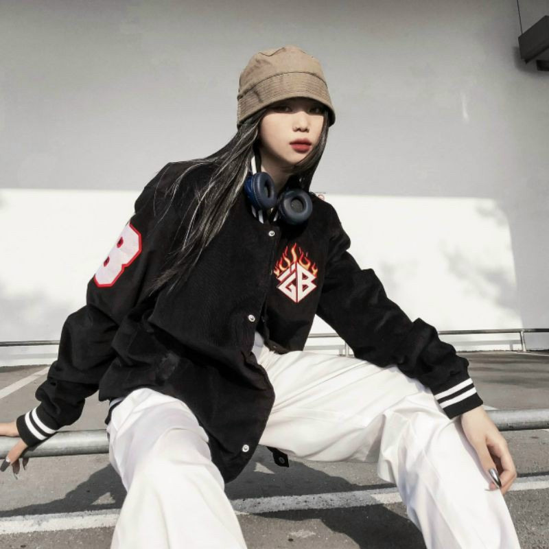 Áo khoác bomber nam nữ áo khoác dù unisex logo lửa siêu ngầu - ak21