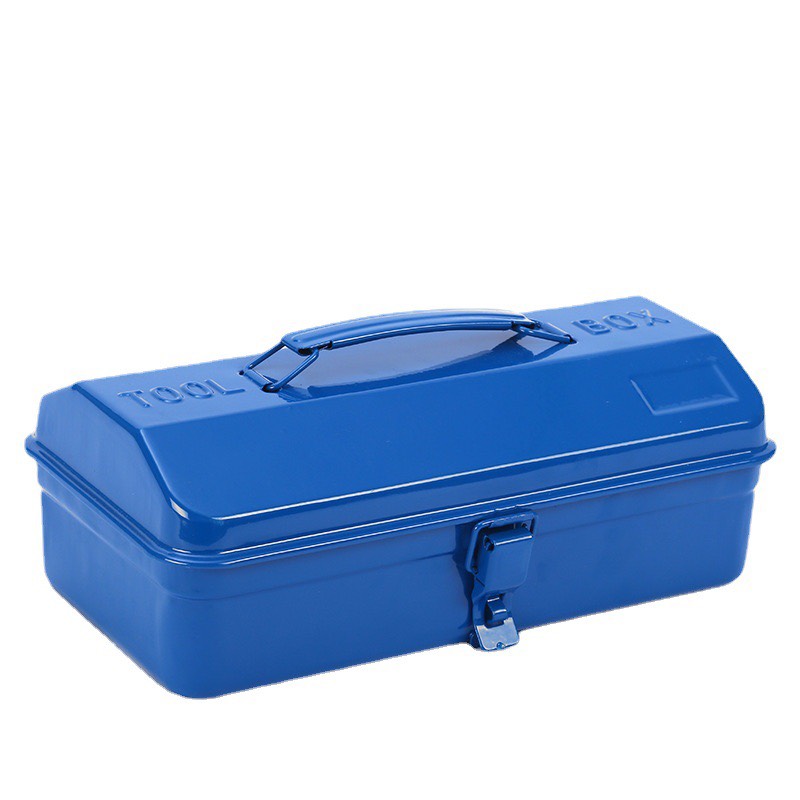 Hộp đựng dụng cụ, đồ nghề bằng sắt màu xanh có kích thước 36x15x10cm, dày 0.8mm