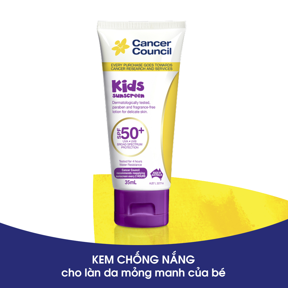 Kem chống nắng Cancer Council - Kids SPF 50+/PA++++ 35ml (Dòng trẻ em)