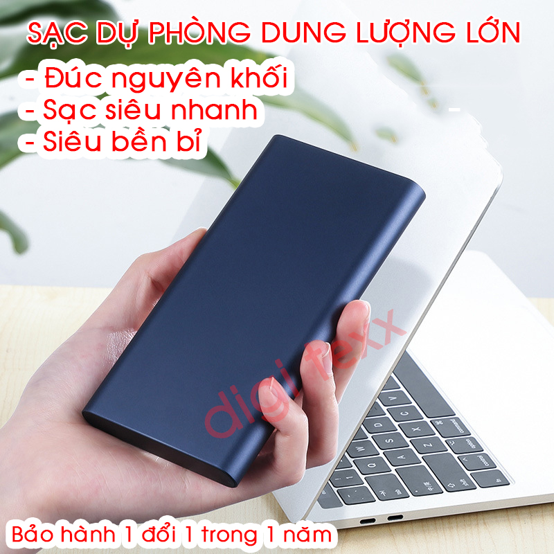 Pin sạc dự phòng dung lượng lớn vỏ nhôm nguyên khối, sac du phong dien may xanh, sac du phong the gioi di dong, bảo hành 1 năm 1 đổi 1 toàn quốc