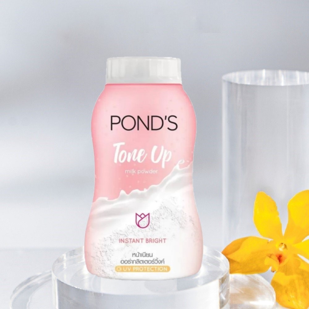 Phấn phủ pond tone up uv protection 50g nâng tone da kiềm dầu đều màu da chống nắng pond's instabright tone up milk powder uv protection 50g