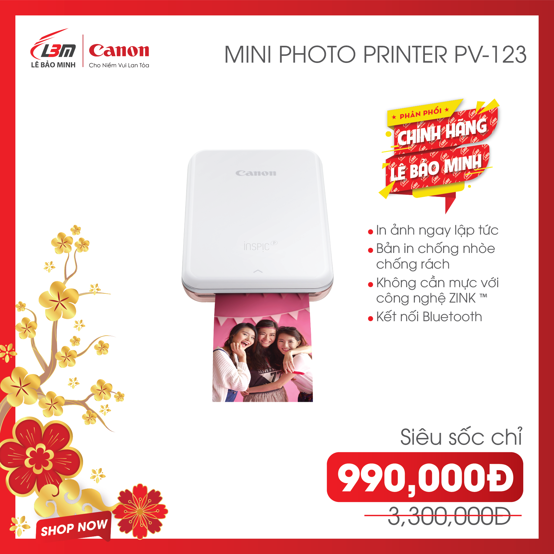 ELJUN21-GIẢM 10% KHI MUA TỪ 99K Máy in ảnh mini Canon PV123