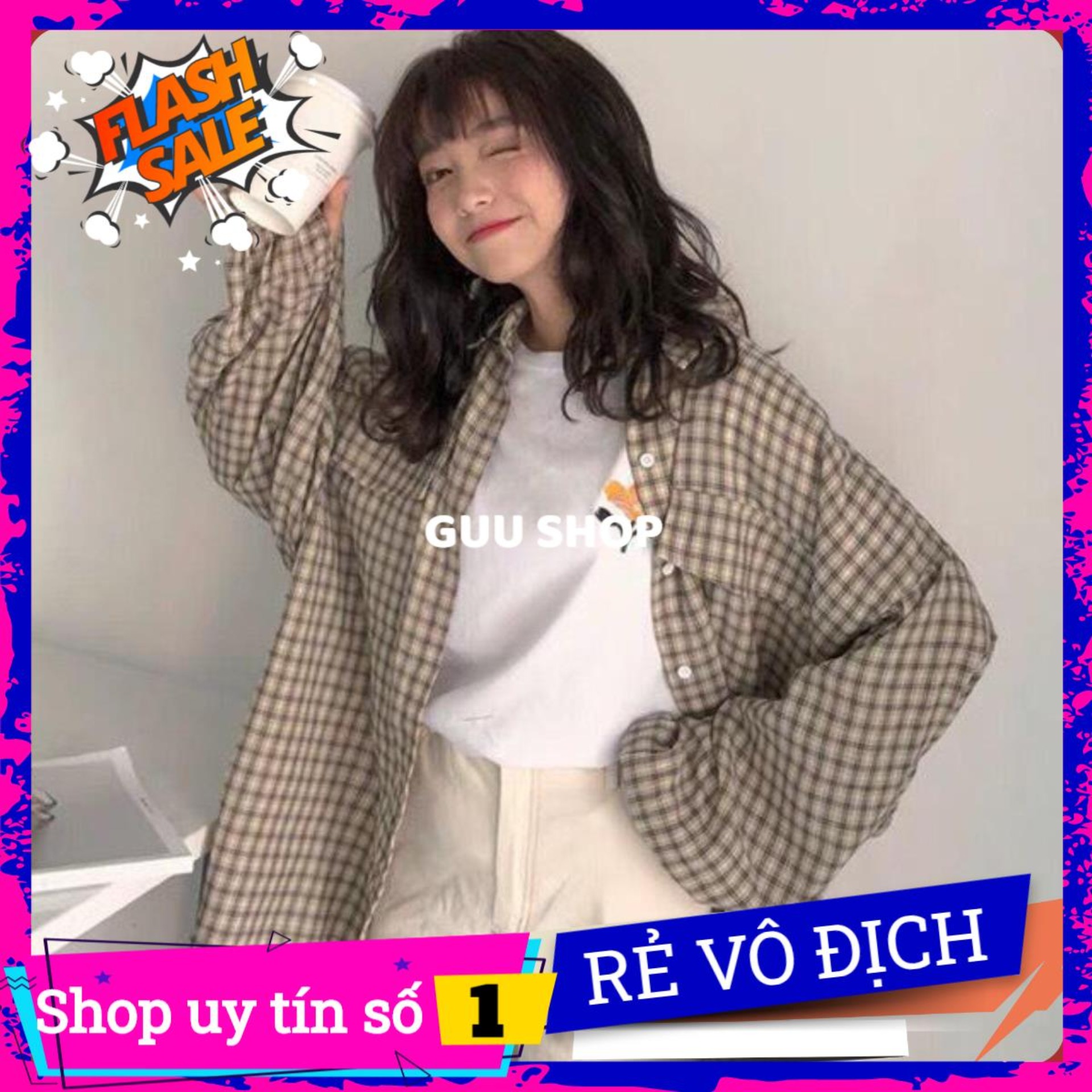 [giá sỉ] Áo sơ mi kẻ caro uzzang form rộng ( áo sơ mi oversize nam nữ dài tay)