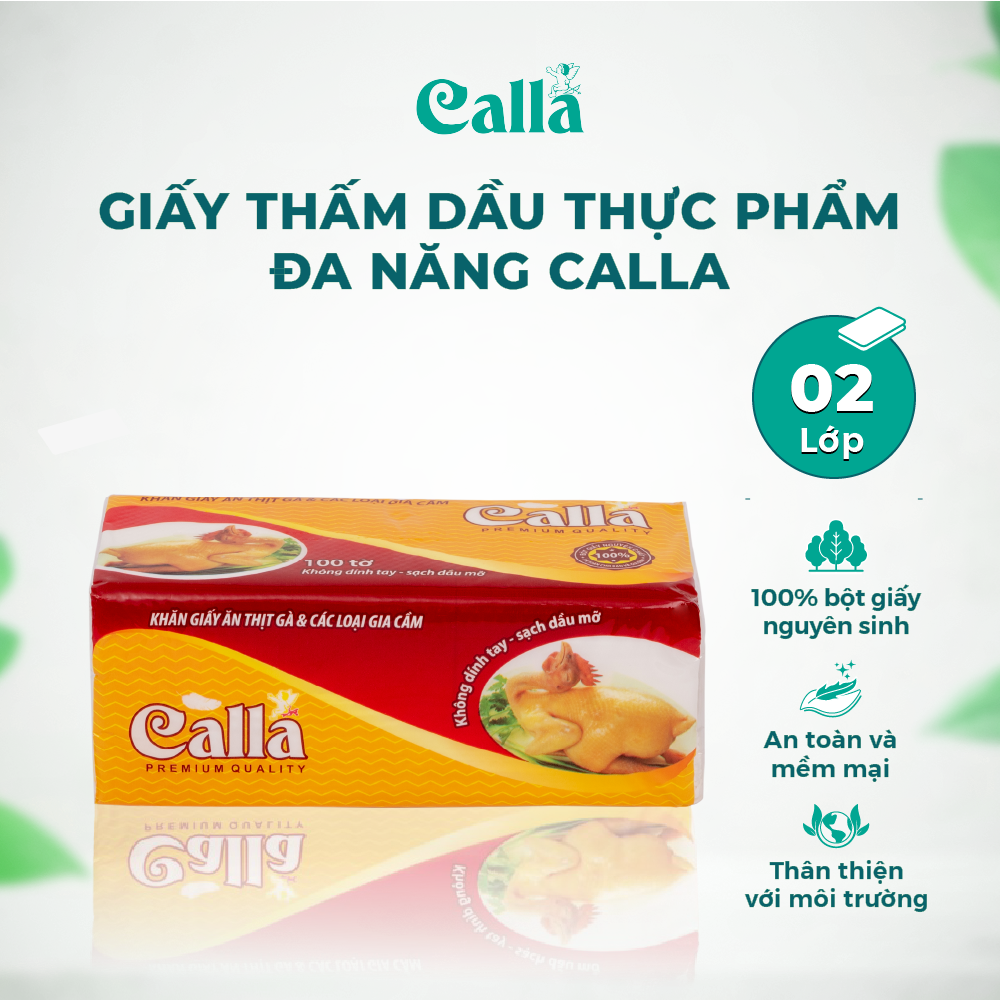 Giấy ăn thịt gà & các loại gia cầm Calla 100 tờ siêu dày dai, không mủn, thấm dầu mỡ, nước siêu tốt