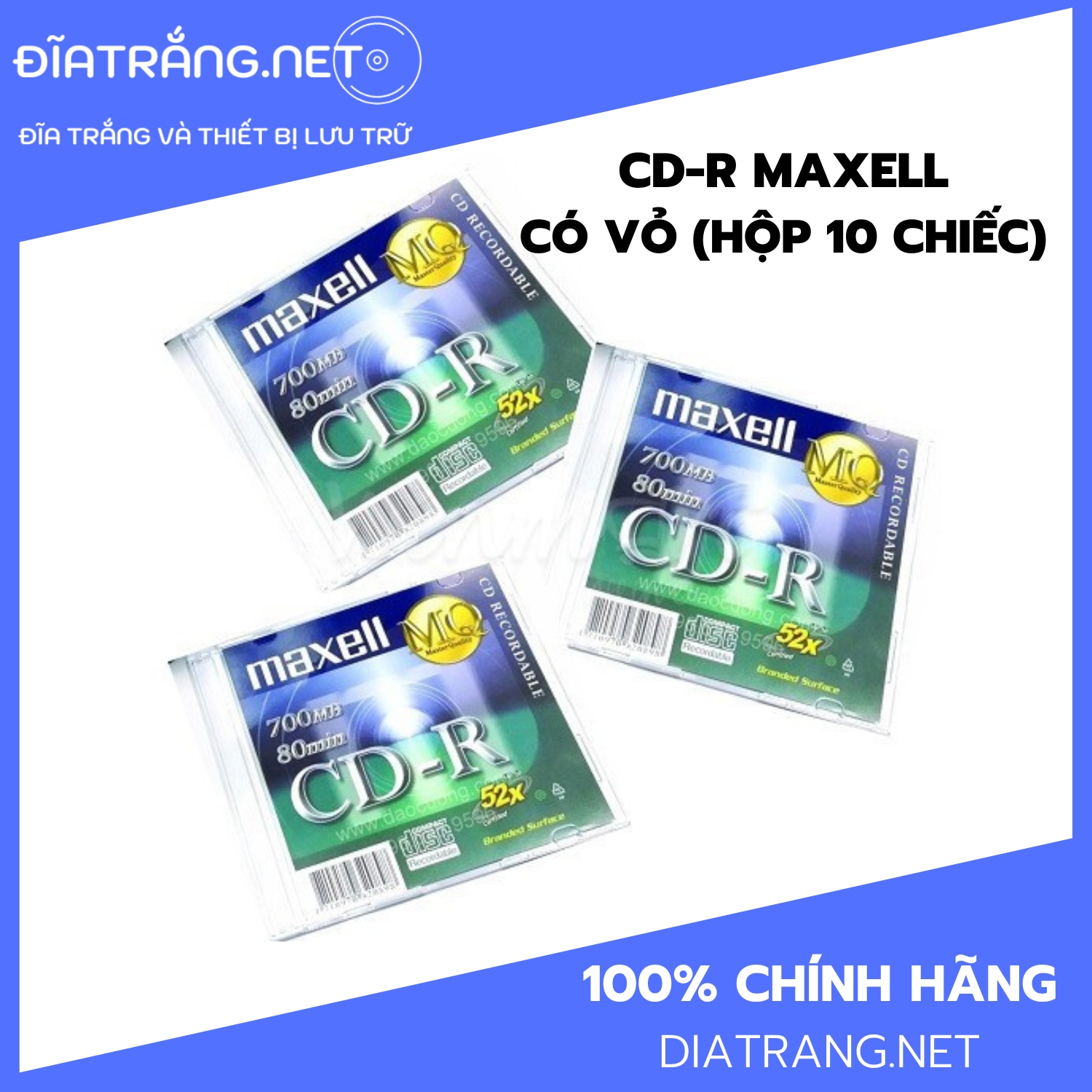 Bộ 10 đĩa trắng CD-R Maxell 700MB có vỏ