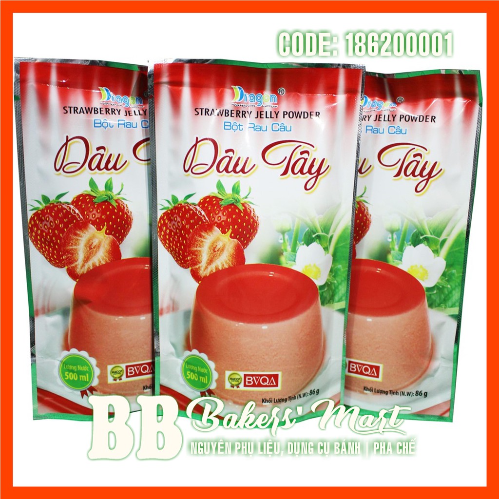 Bột rau câu dâu tây dragon - gói lẻ 86gr