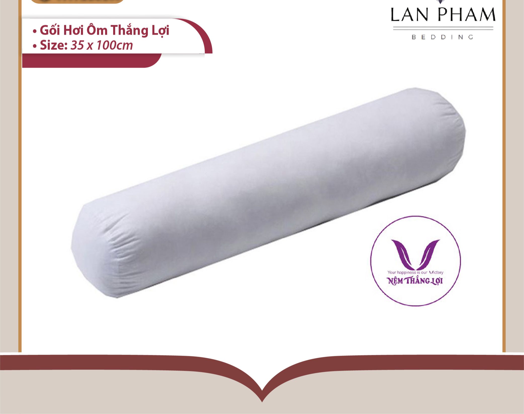 - gối ôm hơi bông gòn thắng lợi size to 35 x 100cm