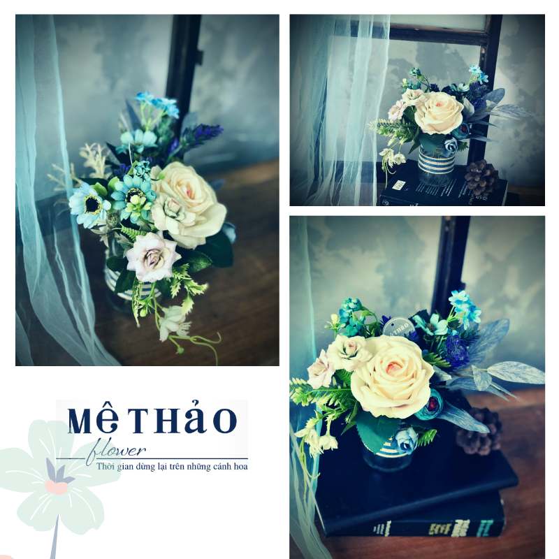 Bình hoa tái chế giả chất liệu lụa cao cấp trang trí nhà cửa của mê thảo flower
