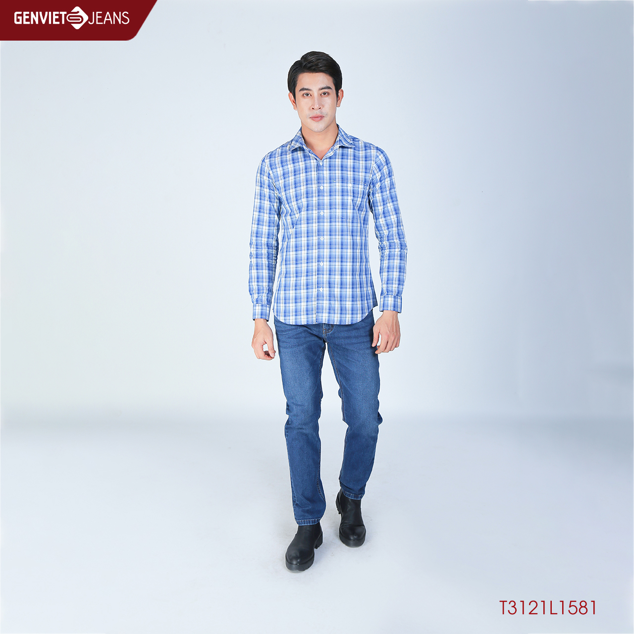 Áo somi dài tay thô nam t3121l1581 genviet