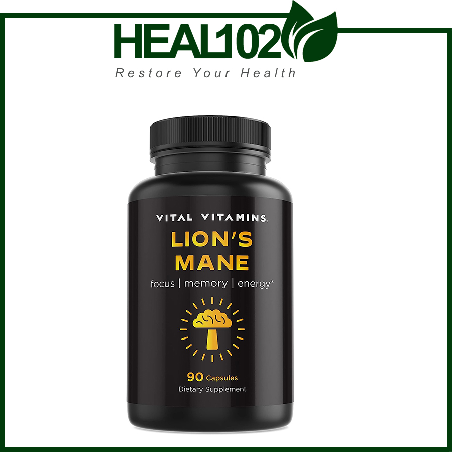 Vital Vitamins Lion's Mane - Viên bổ sung nấm hầu thủ (đầu khỉ) 1250mg kết hợp phức hợp nấm linh chi, đông trùng, chaga.. giúp tăng cường trí nhớ, hỗ trợ Alzheimer,tăng cường miễn dịch, cải thiện sức khỏe tổng thể - HEAL 102