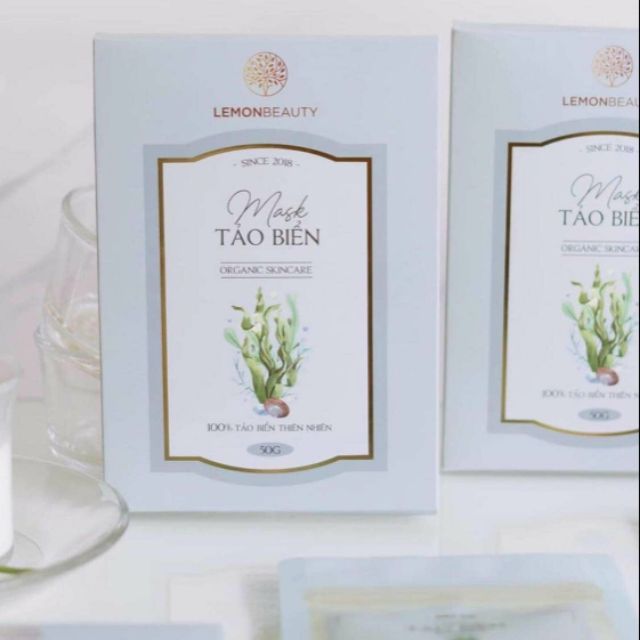 [HCM]Mặt Nạ Tảo Biển Lemon Mask 50g (Tặng Que Đắp và Cọ hoặc Băng Đô)