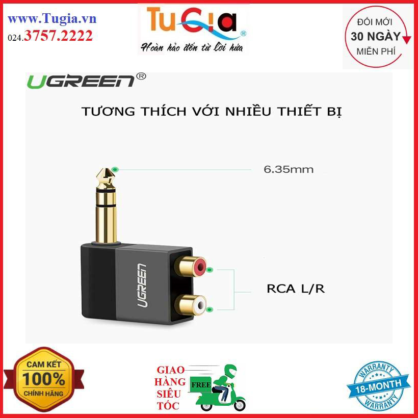 Đầu chuyển đổi 6.5mm to rca ugreen 40846 - chính hãng