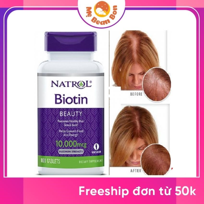 Viên uống hỗ trợ mọc tóc Natrol Biotin 10000 mcg của Mỹ 100 viên ngăn rụng tóc, hói giúp tóc móng chắc khỏe, kích mọc tóc hiệu quả