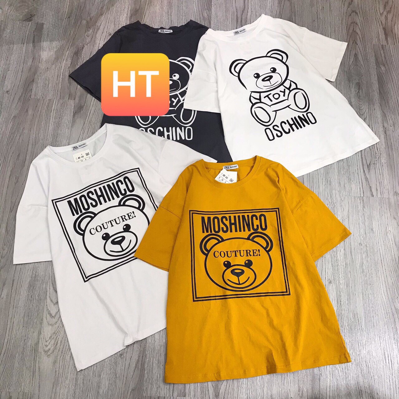 Áo phông gấu moschino in 3D chất tici HT8205