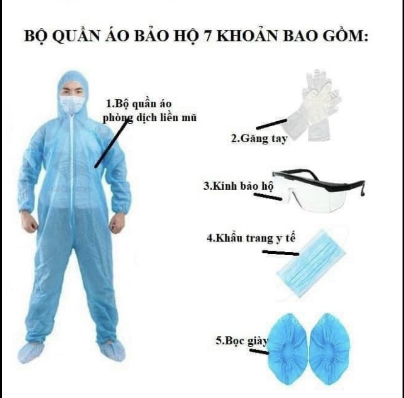 SALE ĐỒ BỘ BẢO HỘ Y TẾ CHÓNG COVID - ĐỒ BỘ BẢO HỘ CHỐNG COVID BẢO VỆ SỨC KHỎE COM BO 7 MÓN, COM BO 4 MÓN)