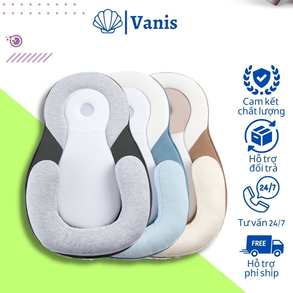 Gối chống trào ngược cho bé, Gối ngủ định vị tư thế cho trẻ chống méo đầu, Gối bảo vệ đầu giúp bé ngủ ngon
