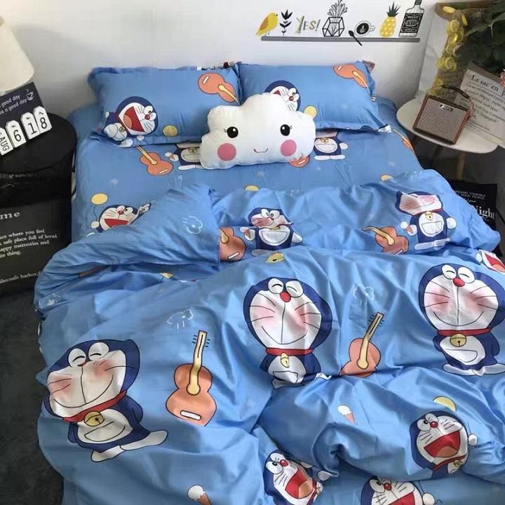 Trọn Bộ 5 Món Ga Gối Kèm Vỏ Chăn Mẫu DORAEMON ĐÁNH ĐÀN Xinh Xắn Cho Bé Yêu VC502