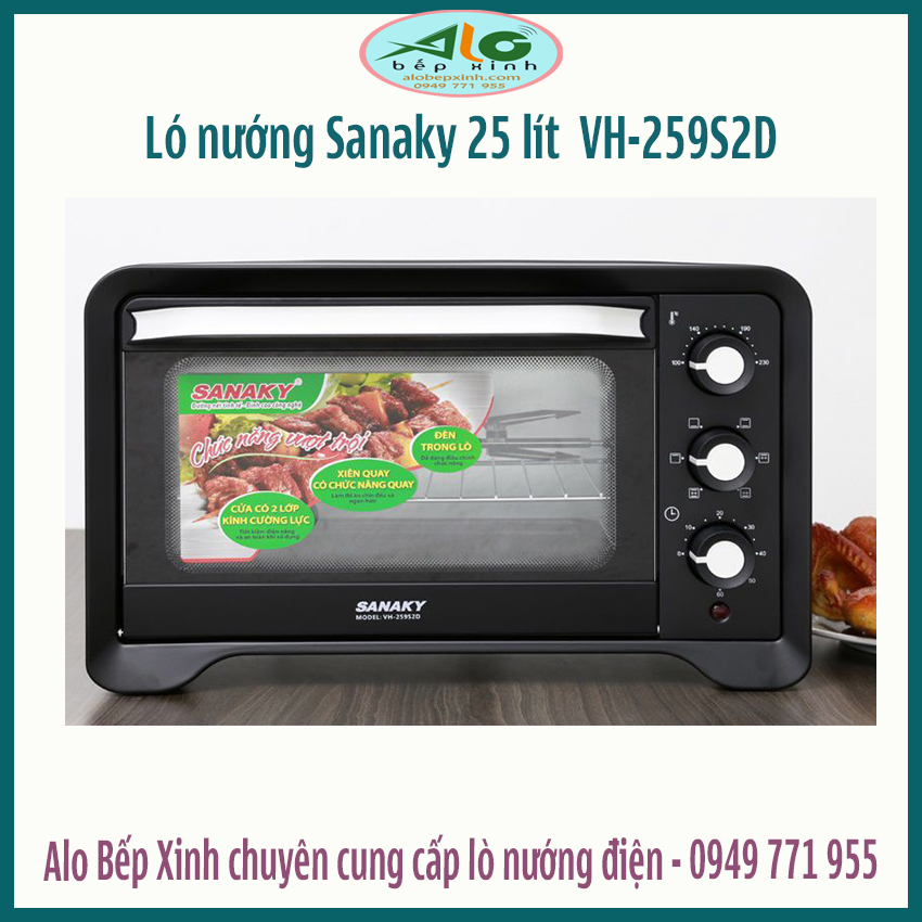 🌻 Lò nướng Sanaky VH-259S2D 25 lít 🌻 Thanh nướng chữ i - công suất 1.380w  - BH 2 năm - ALo Bếp xinh