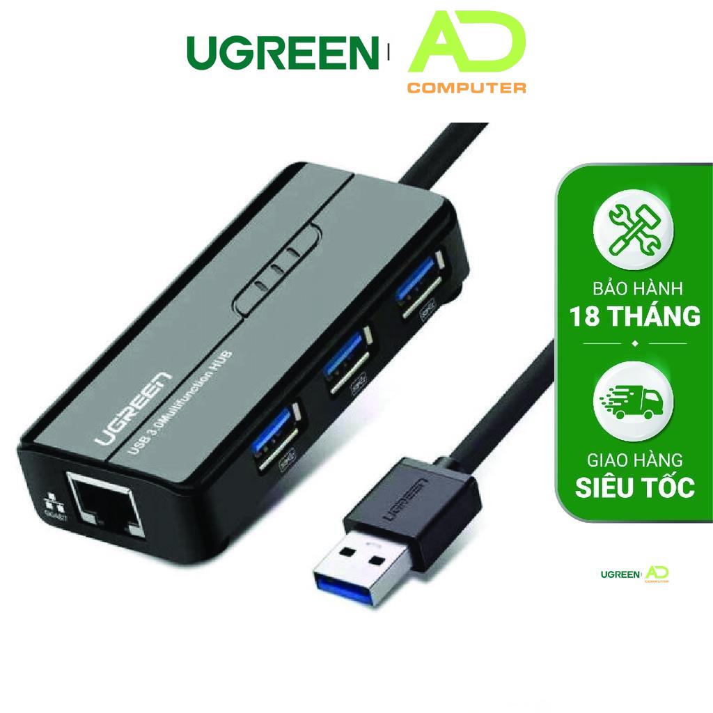 Cáp chuyển usb 2.0 sang lan 10/100mbps tích hợp hub usb 2.0 3 cổng ugreen cr103 20264