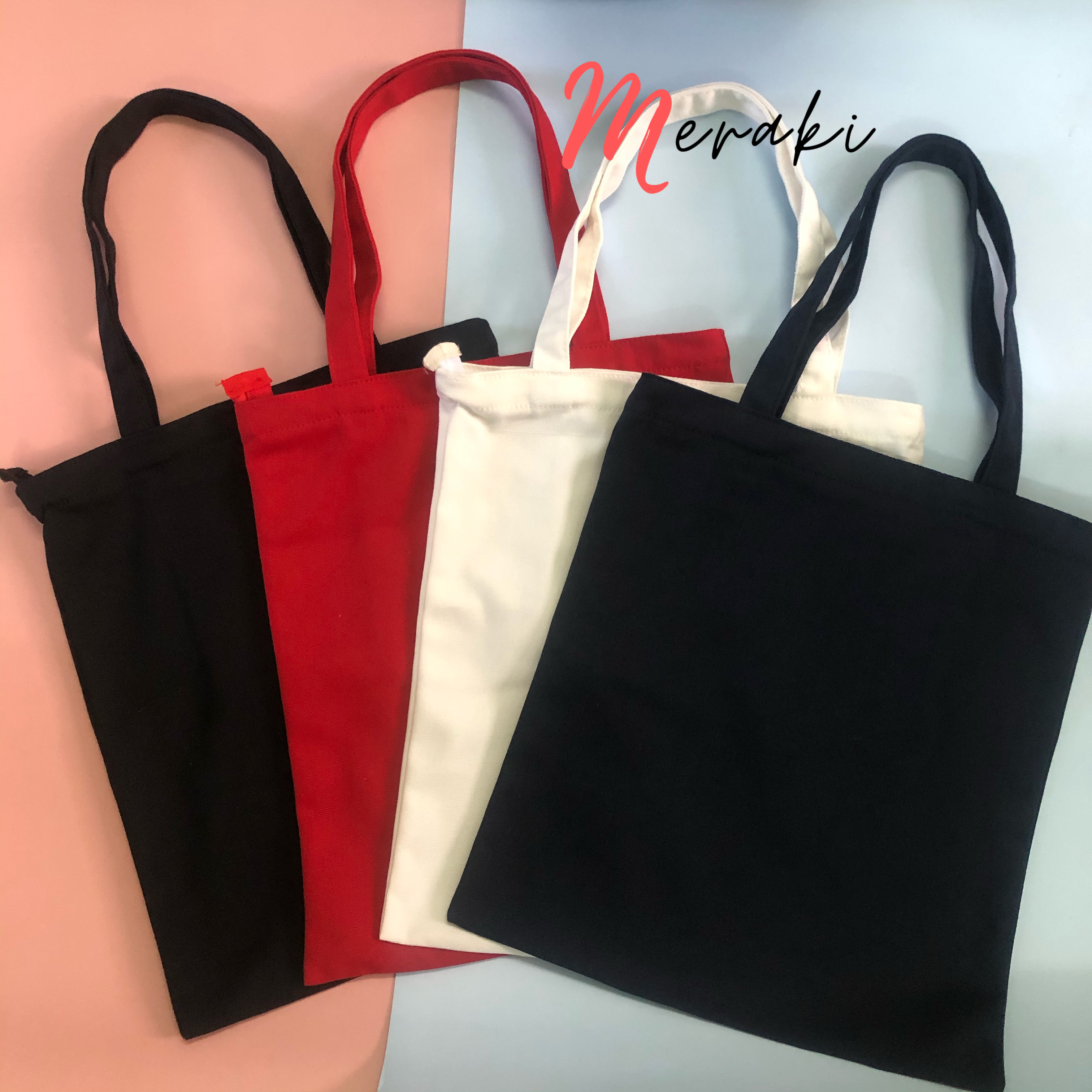 Túi Tote Vải Canvas Trơn Có 4 Màu (Có Kéo và Túi Trong)