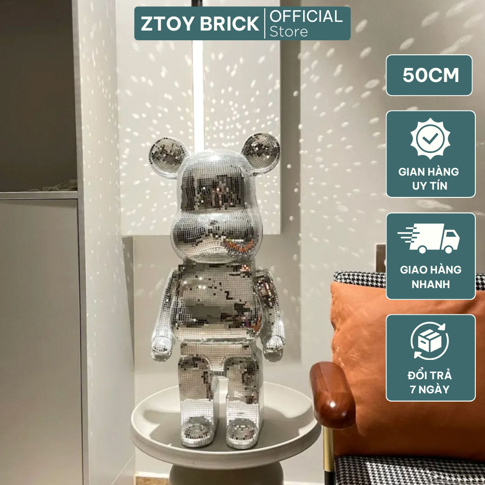 Bearbrick Gấu size to 50cm - 80cm blig blig lấp lánh , trang trí decor sang chảnh