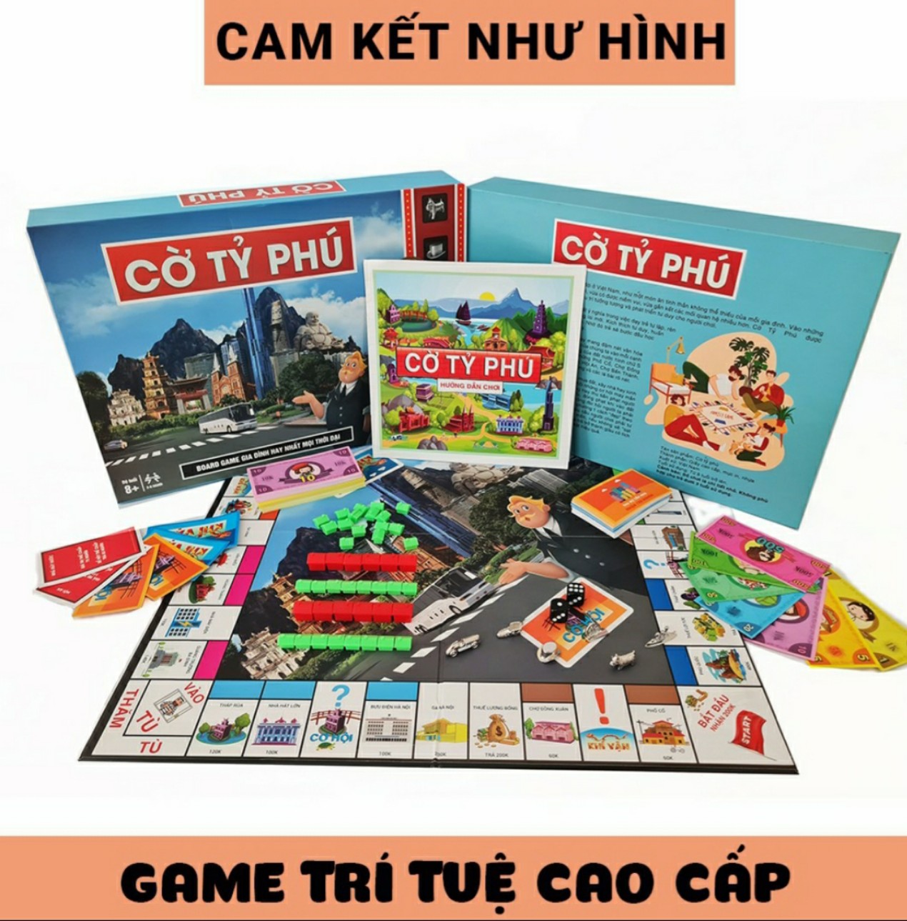 Cờ tỷ phú Monopoly cao cấp- BOARD GAME VIỆT HÓA BẢN MỚI HIT HOT  tiếng Việt tiền Việt polime, bộ game giải trí dạy tư duy làm giàu BẢO  HÀNH 1 ĐỔI 1