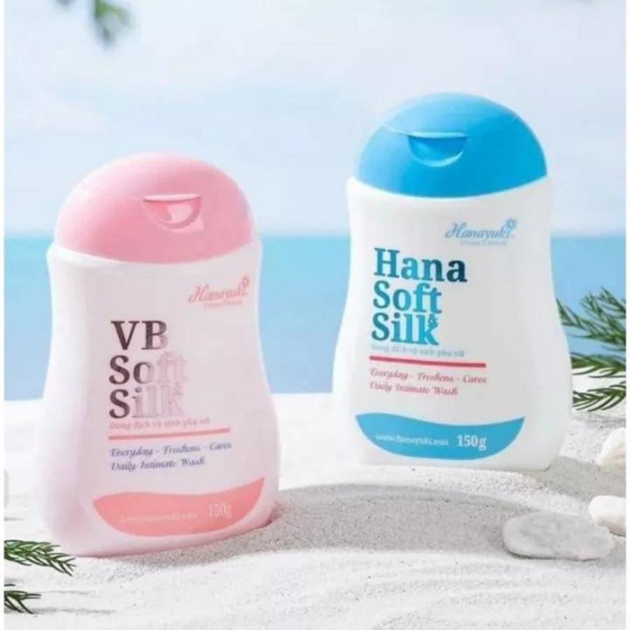 Dung dịch vệ sinh phụ nữ Hana Soft Silk chính hãng, Dung dịch vệ sinh ngoài da nam nữ chai 150g
