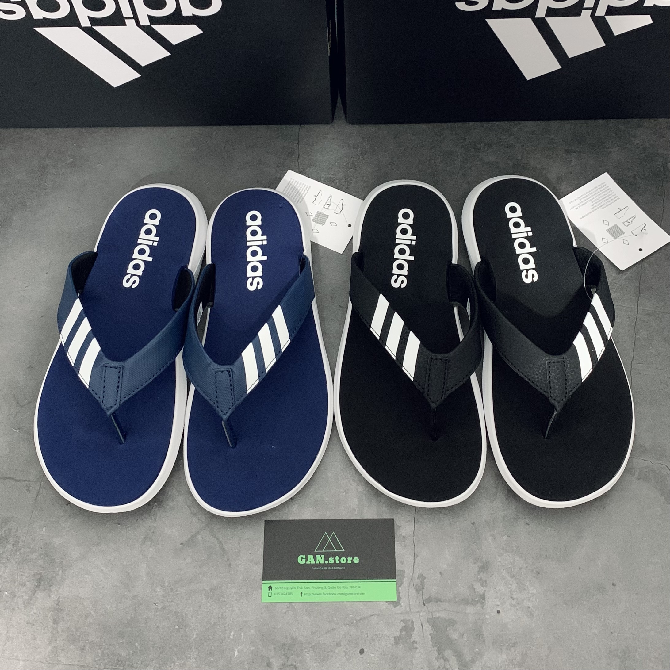 Dép kẹp adidas comfort đen xanh siêu cấp - tuyệt phẩm êm ái full box tem tag chuẩn chỉ
