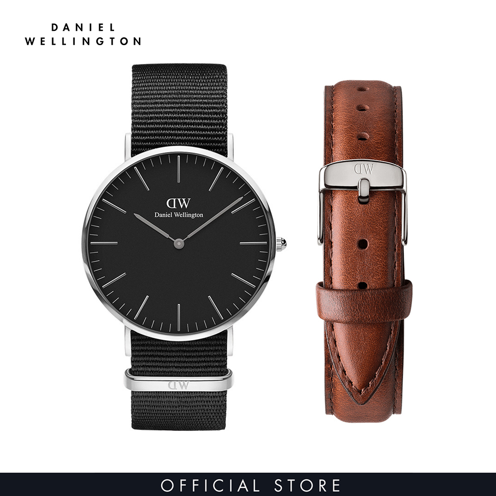 Combo gift nữ daniel wellington đồng hồ classic cornwall dw00100151 + dây da đồng hồ classic dw00200052