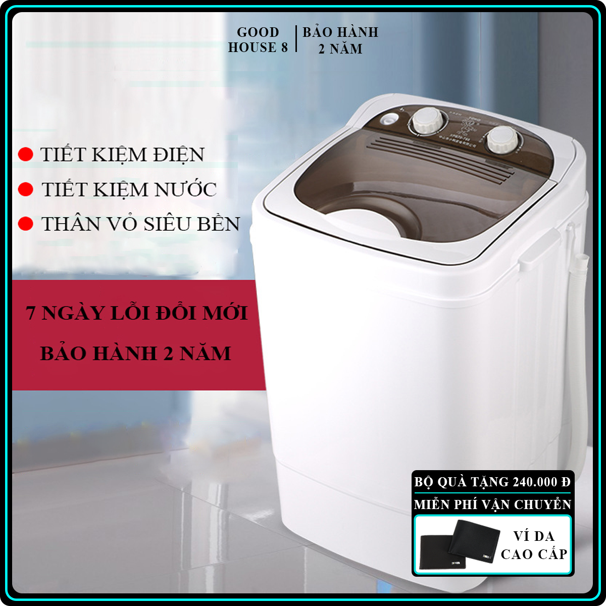 Máy giặt mini 7kg thùng đơn nắp trên bán tự động giặt UV diệt khuẩn, giặt nhanh sạch không tốn điện nước. BẢO HÀNH 2 NĂM