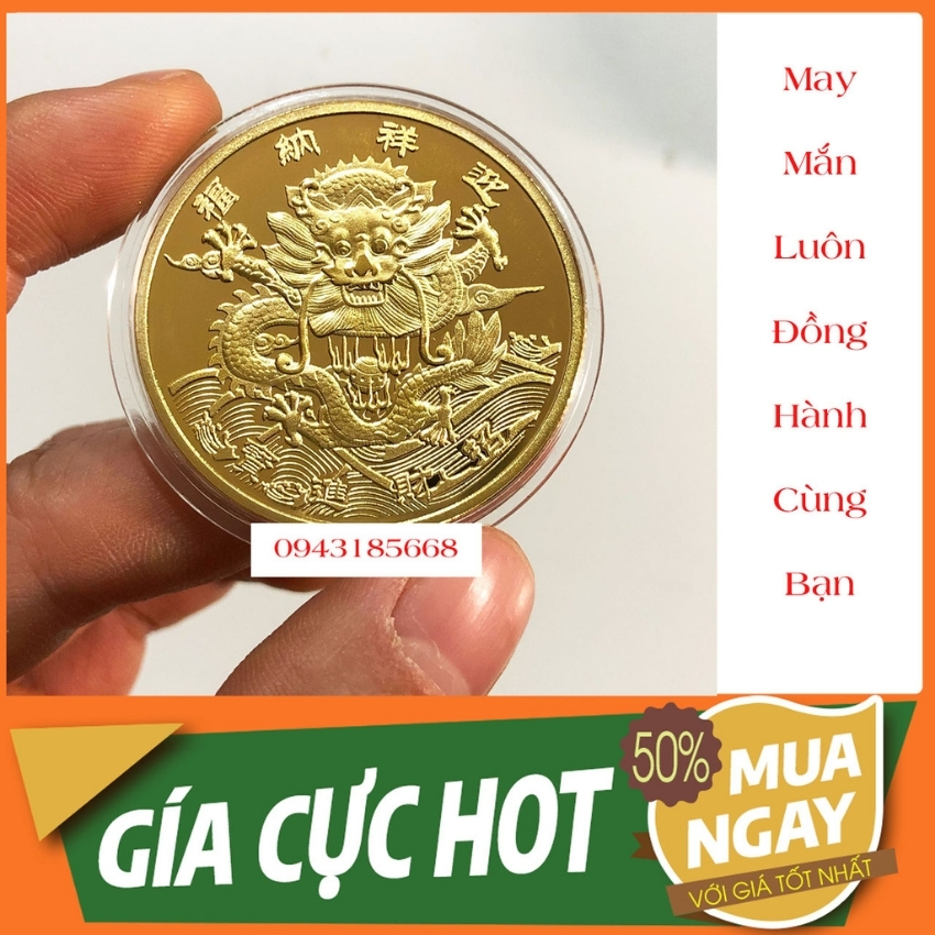 [May Mắn Song Hành - Làm Gì Cũng Thuận ] - Đồng Xu Rồng Vàng - Vật Phẩm Chiêu Tài Lộc - Mang Lại May Mắn Về Tiền Bạc - Công Danh - Tấn Tài Tấn Lộc