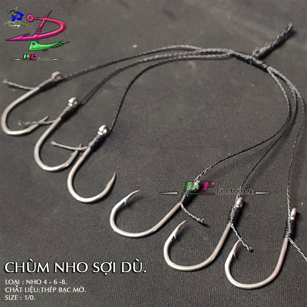 Chùm nho câu cá tra, chùm nho 4 , 6, 8 lưỡi BẠC mờ sieko siêu cứng, sốc cá.